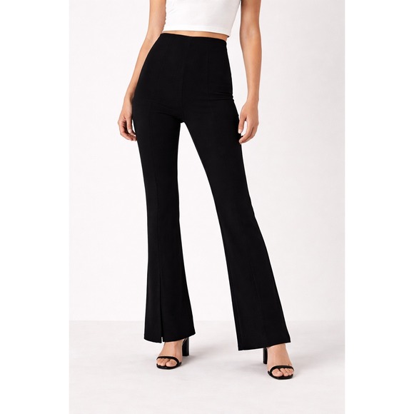 Massimo Dutti Pants - Massimo Dutti Black High Waisted Flare Pintuck Seam Side Zip Trousers Pants
